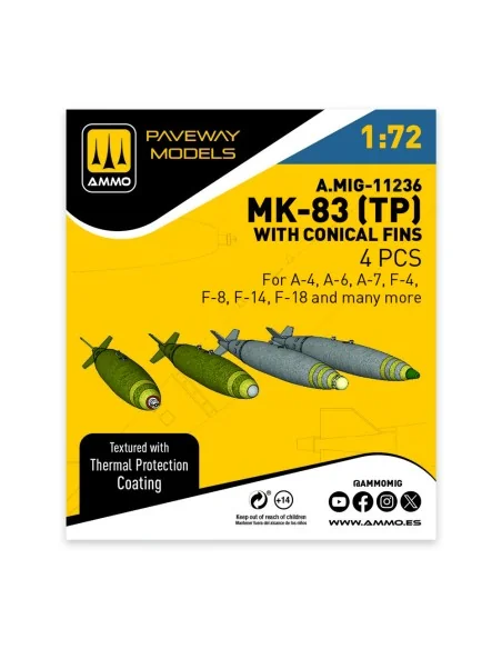 MK-83 with thermal protection and conical fin (4 pcs), 1/72 - AMMO ...