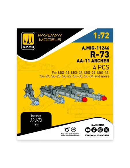 [NO_DESC] R-73 - AA-11 Archer (4 pcs), 1/72 - AMMO by MIG Jimenez A...