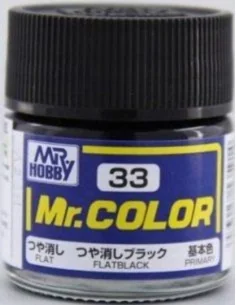 Mr Hobby -Gunze Mr. Color (10 ml) Flat Black - Mr Hobby - Gunze C-033