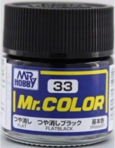 Mr Hobby -Gunze Mr. Color (10 ml) Flat Black - Mr Hobby - Gunze C-033
