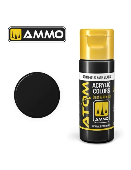 ATOM COLOR Satin Black - AMMO by MIG Jimenez ATOM-20162