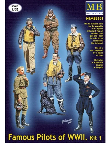 Famous WWII pilots set, 1/32 - Master Box Ltd. 3201
