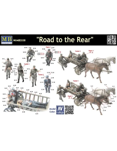 Road to the rear 5 figs + cart, 1/35 - Master Box Ltd. 3558