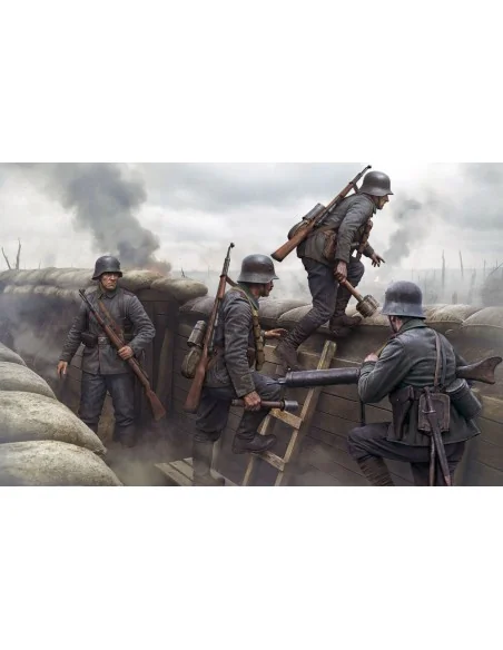 [NO_DESC] German Infantrymen before the attack. WWI era. Achtung, P...