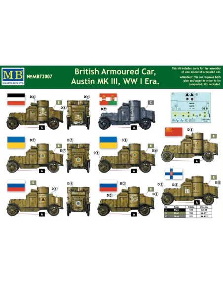 Austin Mk.III British armored car1914-18, 1/72 - Master Box Ltd. 72007