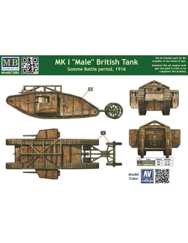 Mk I "Male"British tank, Somme battle1916, 1/72 - Master Box Ltd. 7...