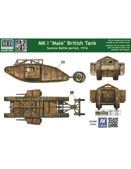 Mk I "Male"British tank, Somme battle1916, 1/72 - Master Box Ltd. 7...