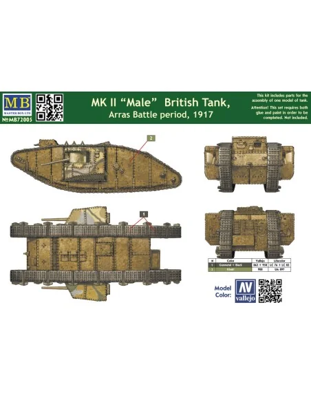 Mk II Male British tank.Arras Battle per, 1/72 - Master Box Ltd. 72005