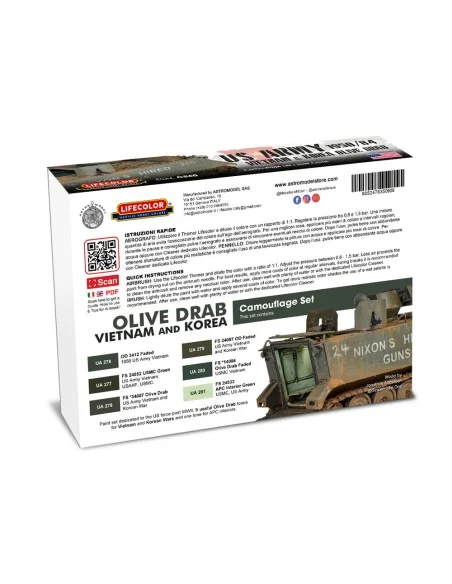 US Army 1950/84 Vietnam & Korea Olive Drab 6 x 22 ml - Lifecolor CS60