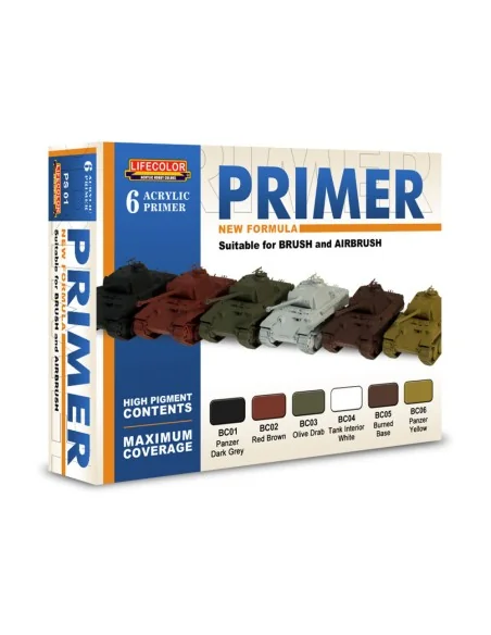 6 Coloured Acrylic Primers 6 x 22 ml - Lifecolor PS01