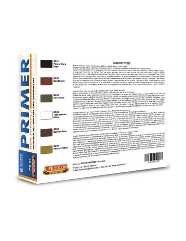 6 Coloured Acrylic Primers 6 x 22 ml - Lifecolor PS01