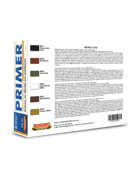 6 Coloured Acrylic Primers 6 x 22 ml - Lifecolor PS01