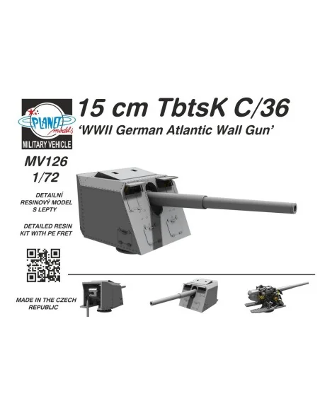 15 cm TbtsK C/36 WWII German Atlantic Wall Gun, 1/72 - Planet Model...
