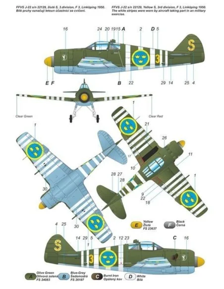 FFVS J-22A Swedish WW2 main fighter airc, 1/48 - Planet Models 129-...