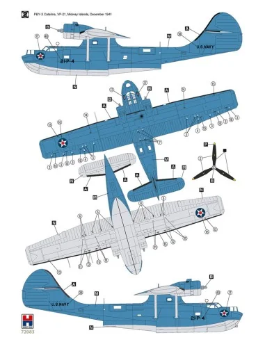 Consolidated PBY-3 Catalina, 1/72 - Hobby 2000 H2K72083