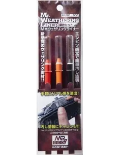 Mr Hobby -Gunze Mr. Weathering Liner RUST Color Set - Mr Hobby - Gu...