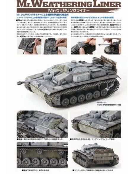 Mr Hobby -Gunze Mr. Weathering Liner RUST Color Set - Mr Hobby - Gu...