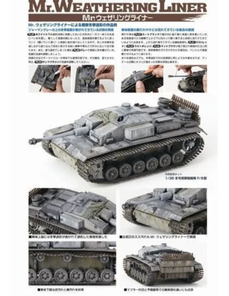 Mr Hobby -Gunze Mr. Weathering Liner SNOW Color Set - Mr Hobby - Gu...
