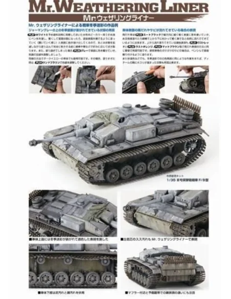Mr Hobby -Gunze Mr. Weathering Liner MUD Color Set - Mr Hobby - Gun...