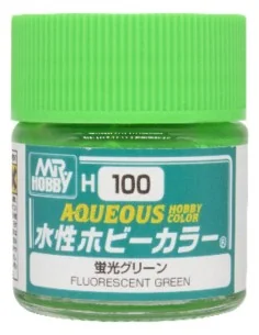 Mr Hobby -Gunze Aqueous Hobby Colors (10 ml) Fluorescent Green - Mr...