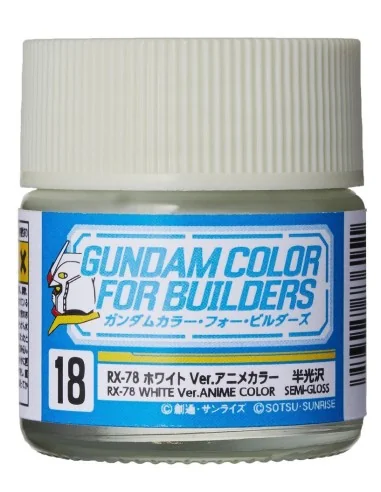 Mr Hobby -Gunze Gundam Color For Builders (10ml) RX-78 WHITE Ver. -...