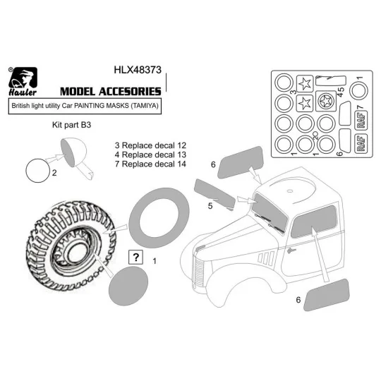 British light utility Car PAINTING MASKS (TAMIYA), 1/48 - Hauler HL...