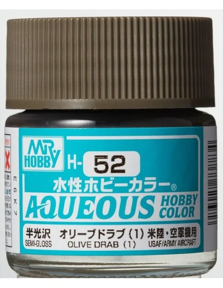 Mr Hobby -Gunze Aqueous Hobby Colors (10 ml) Olive Drab (1) - Mr Ho...
