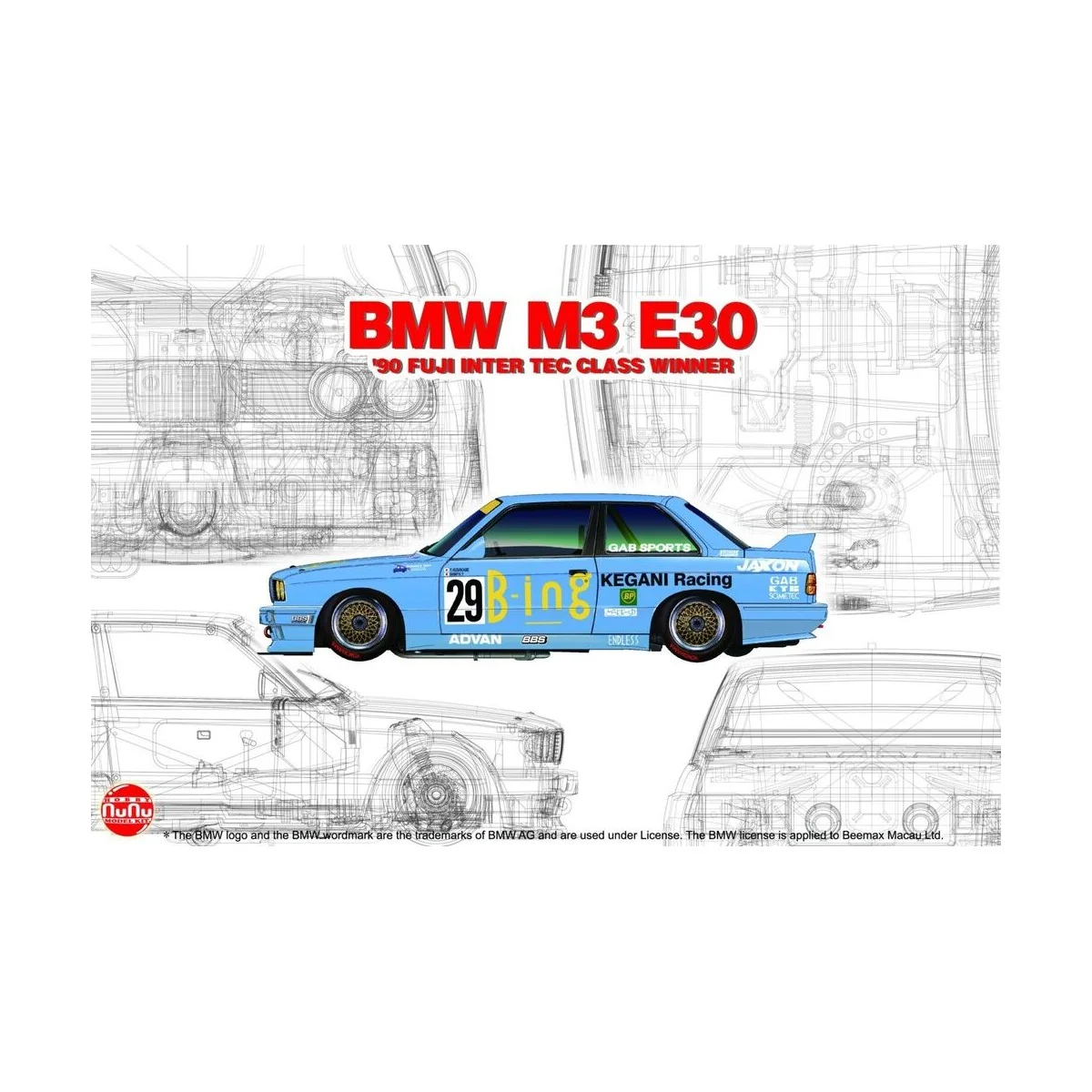 BMW M3 E30 '90 FUJI INTER TEC CLASS WINNER, 1/24 - NUNU-BEEMAX PN24019 BMW M3 E30 '90 FUJI INTER TEC CLASS WINNER, 1/24 - NUNU-BEEMAX PN24019