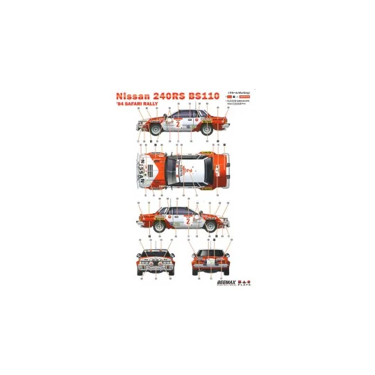 Nissan 240RS BS110 '84 Safari Rally, 1/24 - NUNU-BEEMAX BX24041 Nissan 240RS BS110 '84 Safari Rally, 1/24 - NUNU-BEEMAX BX24041