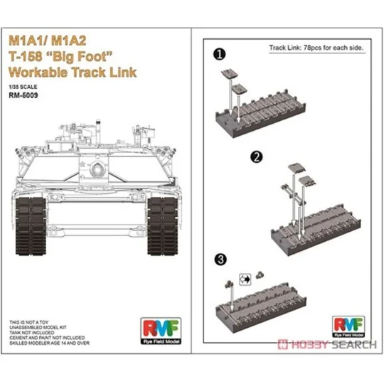 M1A1/ M1A2 T-158"Big Foot"Workable Track Link - Rye Field Model 5009