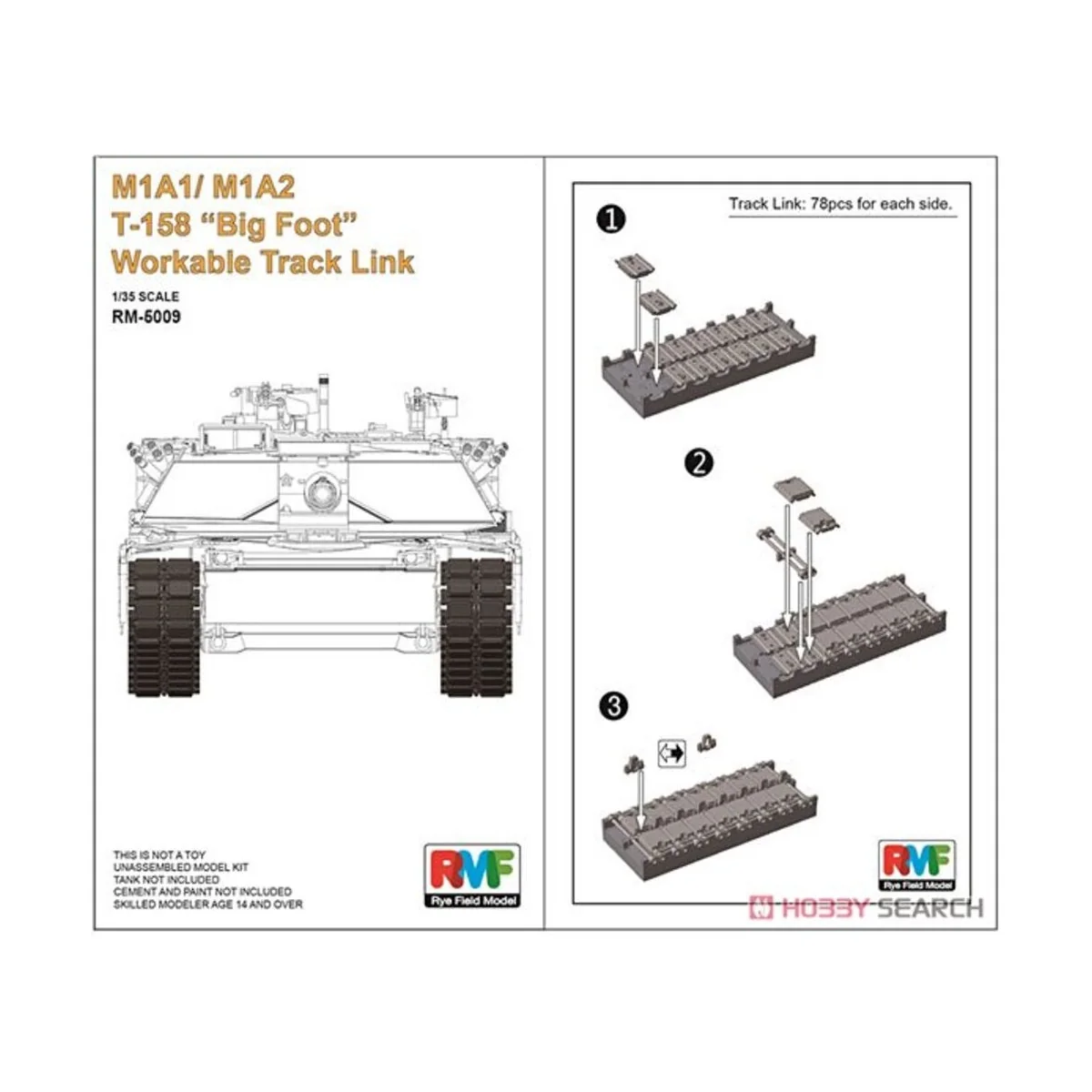 M1A1/ M1A2 T-158"Big Foot"Workable Track Link, 1/35 - Rye Field Mod... M1A1/ M1A2 T-158"Big Foot"Workable Track Link, 1/35 - Rye Field Mod...