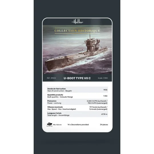 U-Boot Type VII C, 1/400 - Heller 81002