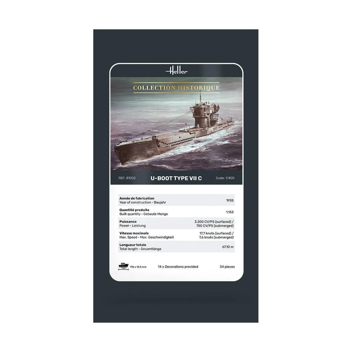 U-Boot Type VII C, 1/400 - Heller 81002
