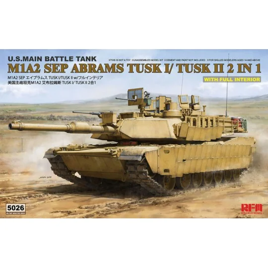 M1A2 TUSK I/ TUSK II WITH FULL INTERIOR, 1/35 - Rye Field Model 5026