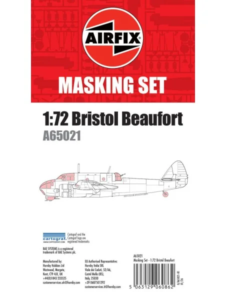 Masking Set - Bristol Beaufort, 1/72 - Airfix A65021