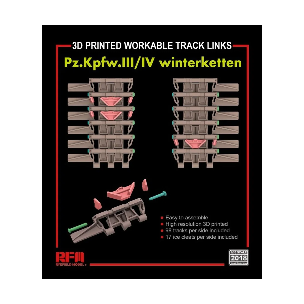 Workable track links for Pz.III/IV winterketten (3D printed ), 1/35...