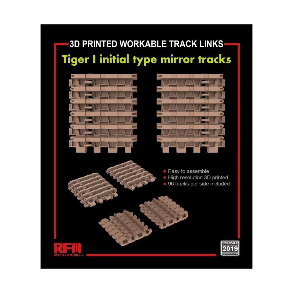Workable track links for Tiger I initial type mirror tracks (3D pri...