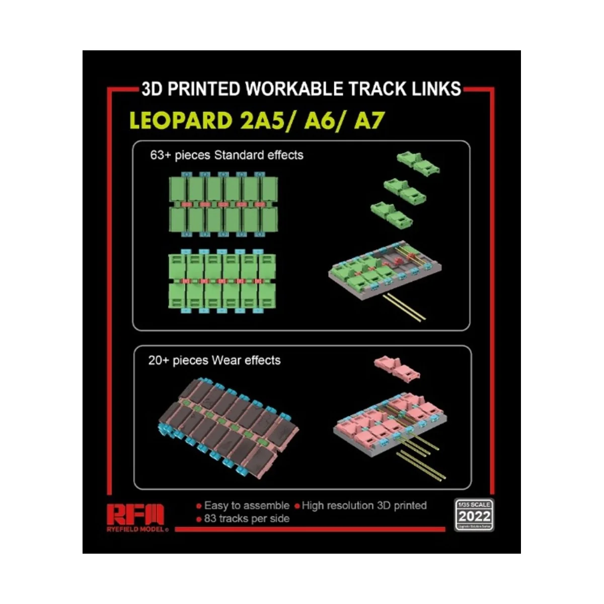 Workable track links for LEOPARD 2A5/A6/A7 (3D printed ) - Rye Fiel...
