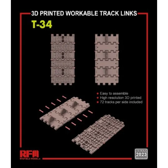Workable track links for T-34 (3D printed ), 1/35 - Rye Field Model...