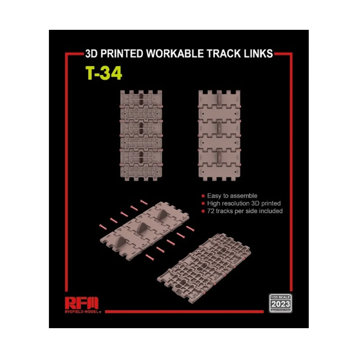 Workable track links for T-34 (3D printed ), 1/35 - Rye Field Model...