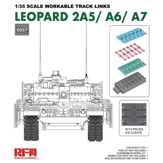 Workable track links for LEOPARD 2A5/A6/A7 - Rye Field Model 5057