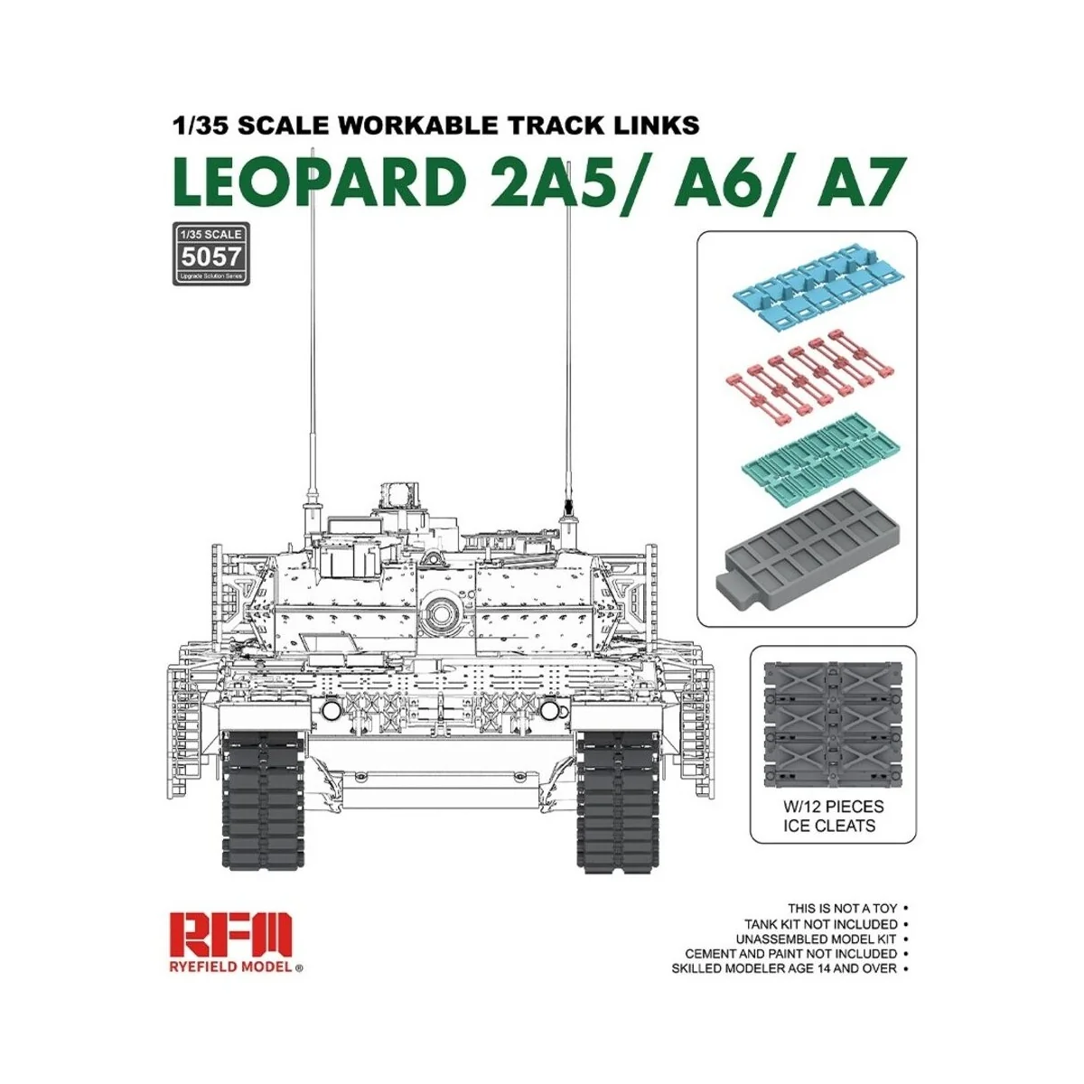 Workable track links for LEOPARD 2A5/A6/A7 - Rye Field Model 5057