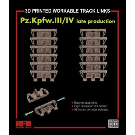 Workable track links for Pz. Kpfw. III /IV late production (3D prin...
