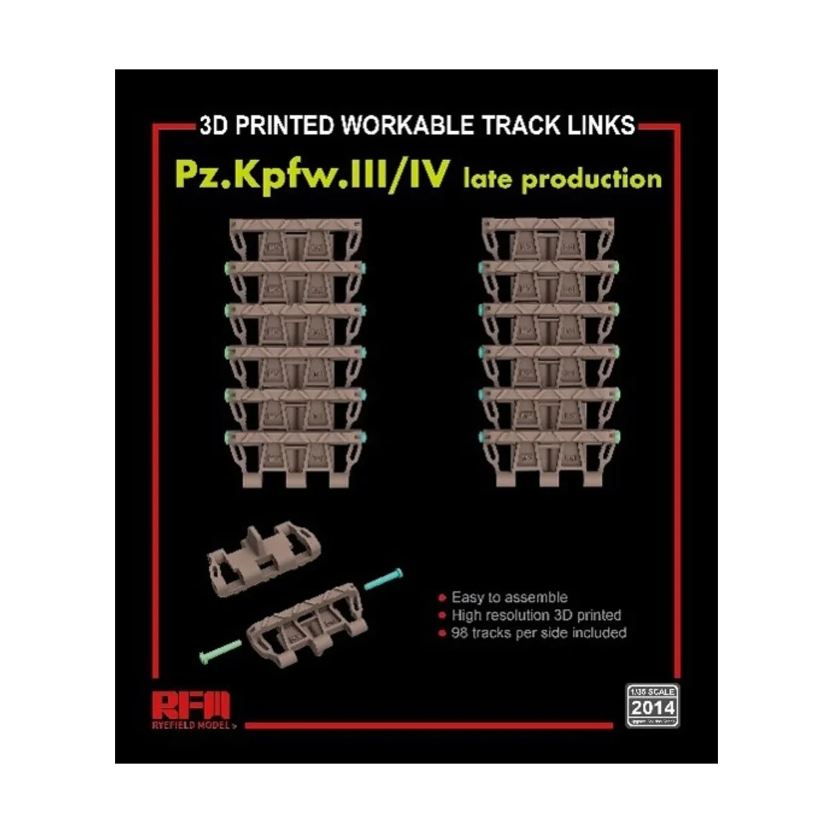 Workable track links for Pz. Kpfw. III /IV late production (3D prin...