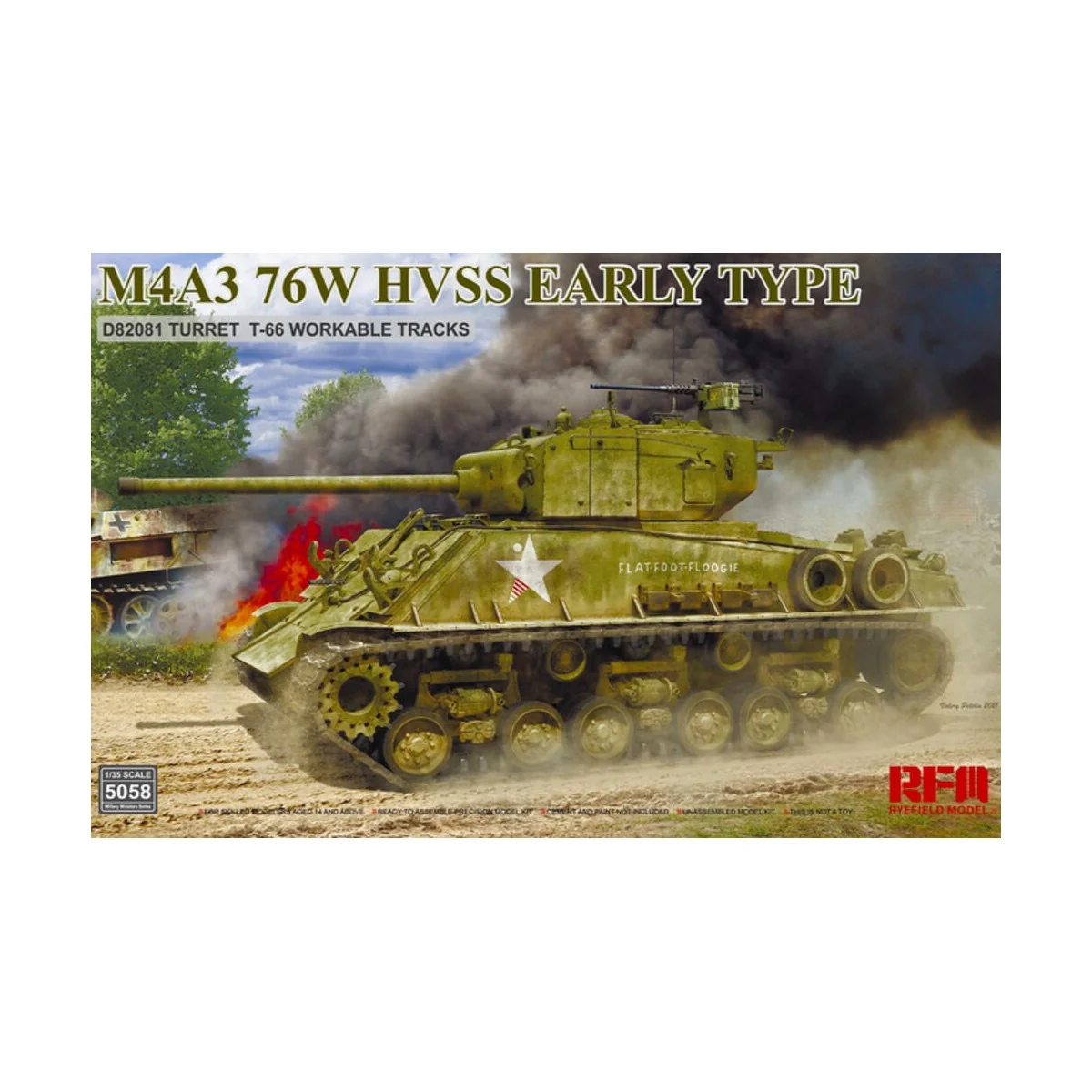 M4A3 76W HVSS Early type D82081 turret T-66 track, 1/35 - Rye Field... M4A3 76W HVSS Early type D82081 turret T-66 track, 1/35 - Rye Field...