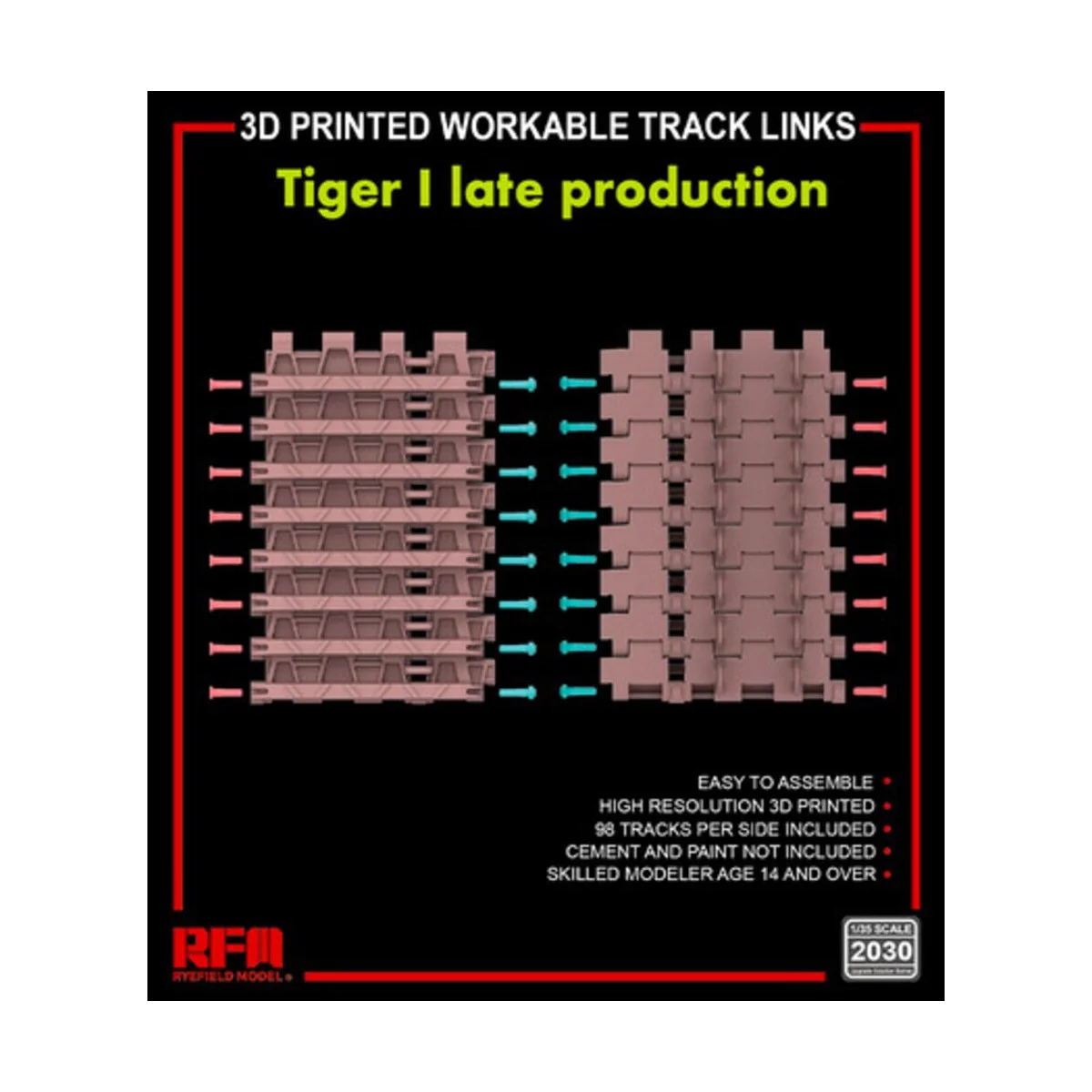 3D printed Workable track links for Tiger I late - Rye Field Model ...