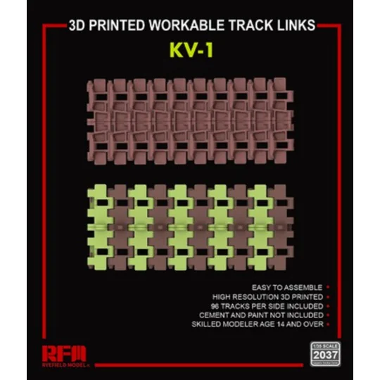 3D printed Workable track links for KV-1, 1/35 - Rye Field Model 2037