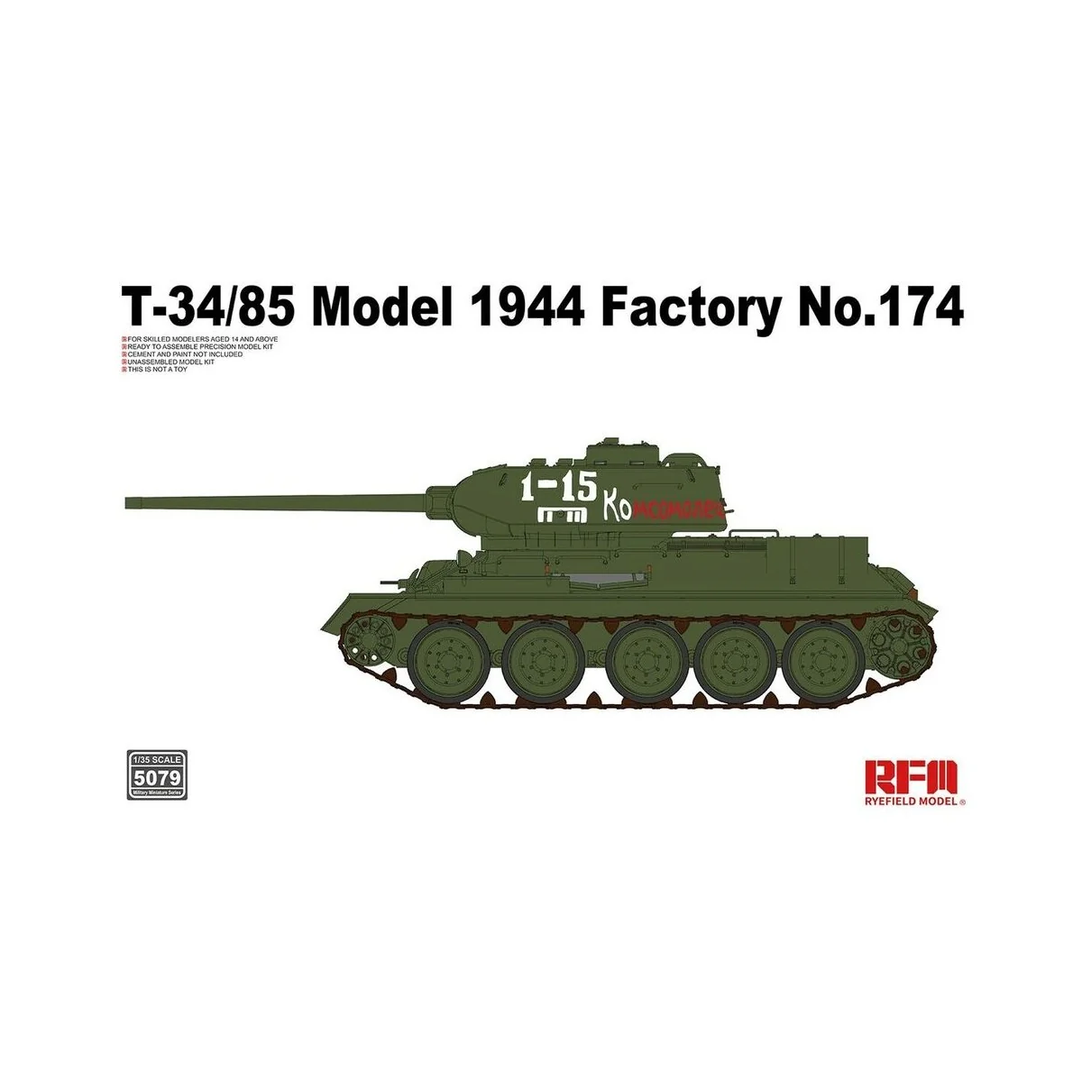 T-34/85 Model 1944 Factory No.174, 1/35 - Rye Field Model 5079 T-34/85 Model 1944 Factory No.174, 1/35 - Rye Field Model 5079