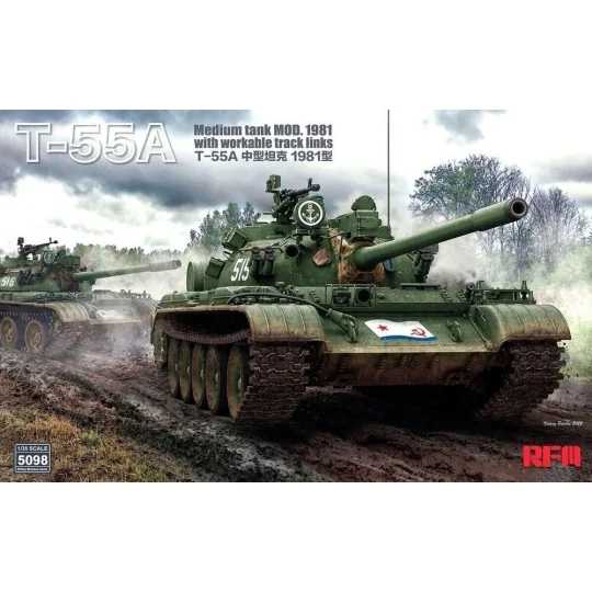 T-55A Medium Tank Mod. 1981 with Workable Tack Links, 1/35 - Rye Fi... T-55A Medium Tank Mod. 1981 with Workable Tack Links, 1/35 - Rye Fi...