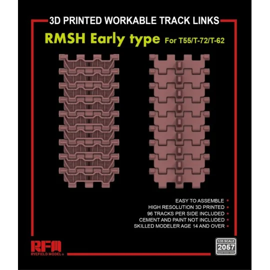 Workable Track Links RMSH Early Type for T-55/72/62 - Rye Field Mod...
